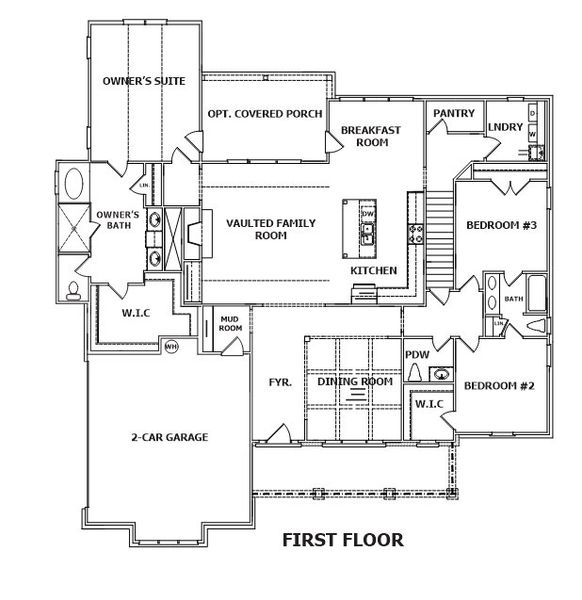 2D floor plan layout for the (GA)The Riley | Side Entry by Reliant Homes in Ella Springs, Covington, GA (Image 4).