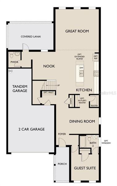 2D floor plan layout of this home in Oakfield Trails Traditional, Parrish, FL (Image 1).