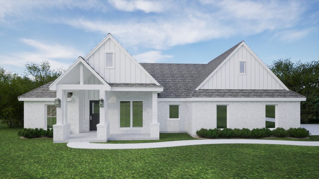 Representative exterior photo of a completed home built from the The Daisy by Kenmark Homes in Taylor Ranch, Springtown, TX (Image 8). Representative exterior photo of a completed home built from the The Daisy by Kenmark Homes in Taylor Ranch, Springtown, TX (Image 8).