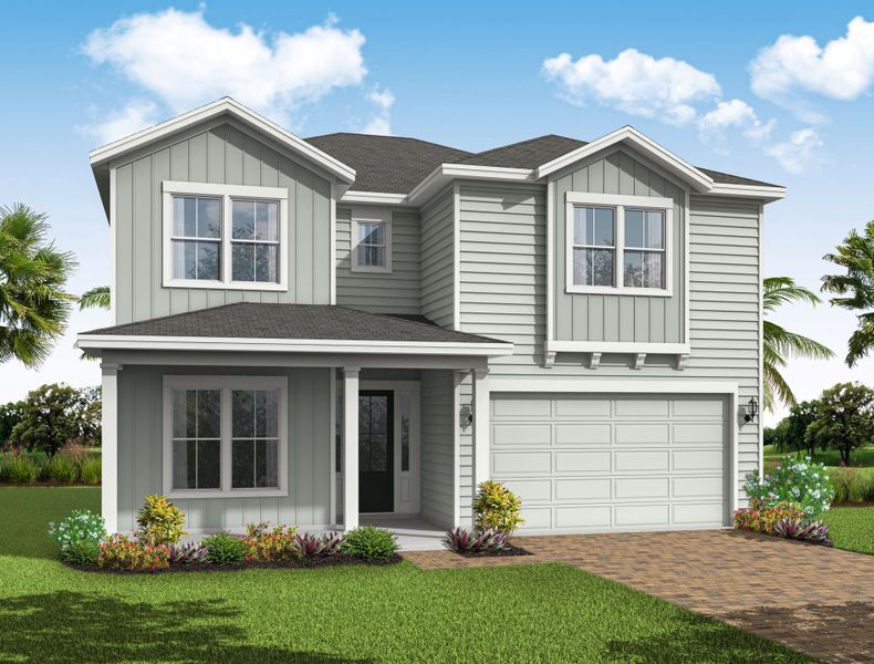 Representative exterior photo of a completed home built from the Crescent by Riverside Homes in Mariposa at EverRange, Jacksonville, FL (Image 2).