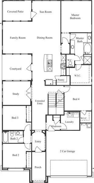 2D floor plan layout for the 3218 by Texas Homes in Ventana, Bulverde, TX (Image 3).