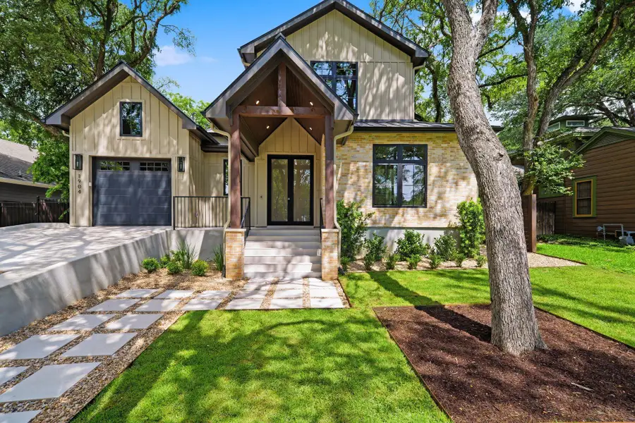Front exterior of a new home in , Austin, TX, highlighting curb appeal (Image 1). Front exterior of a new home in , Austin, TX, highlighting curb appeal (Image 1).
