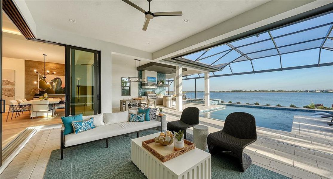 Exterior details and patio area of a home in Wild Blue at Waterside, Sarasota (Image 32).