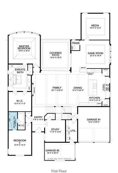 2D floor plan layout for the Verano by Landon Homes in Fields - Brookside North, Frisco, TX (Image 5). 2D floor plan layout for the Verano by Landon Homes in Fields - Brookside North, Frisco, TX (Image 5).
