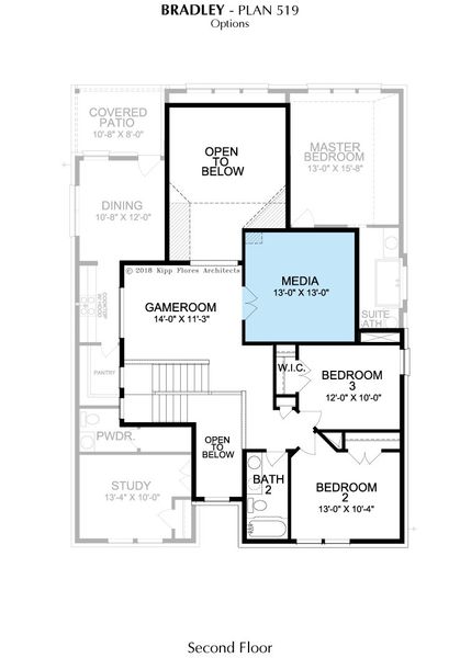 2D floor plan layout for the Bradley by Landon Homes in Lexington Frisco, Frisco, TX (Image 5).