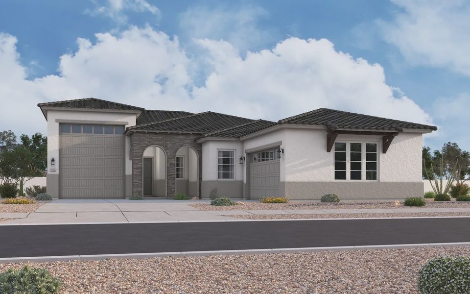 Representative exterior photo of a completed home built from the Atwood by Elliott Homes in Valencia at Granite Vista, Waddell, AZ (Image 21). Representative exterior photo of a completed home built from the Atwood by Elliott Homes in Valencia at Granite Vista, Waddell, AZ (Image 21).