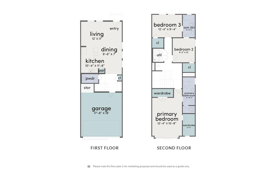 Two-story floor plan with the living area on the first floor!
