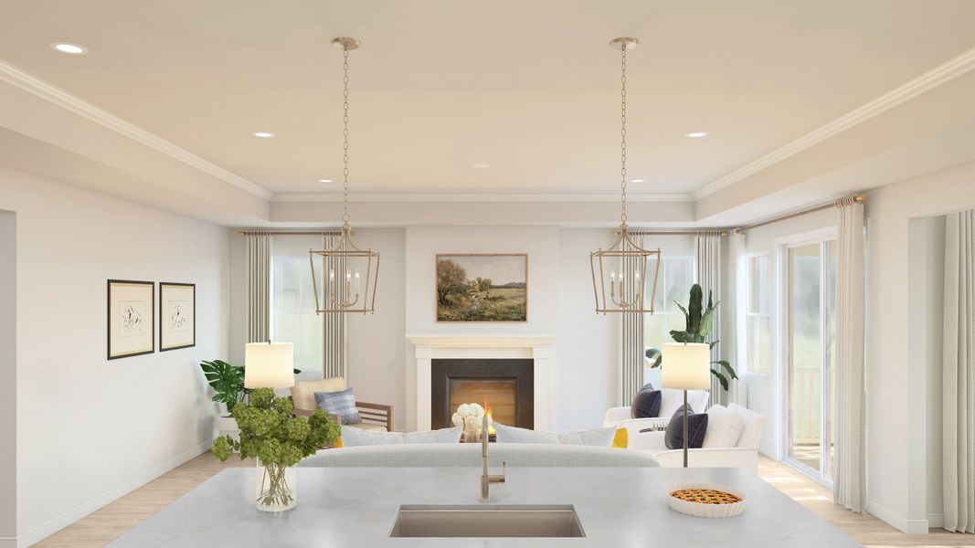 Crown moulding in great room Crown moulding in great room