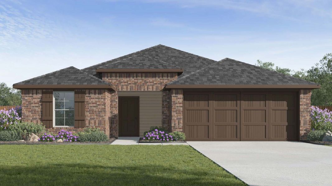 Representative exterior photo of a completed home built from the The Denton by D.R. Horton in Allen Farms, Lubbock, TX (Image 2).