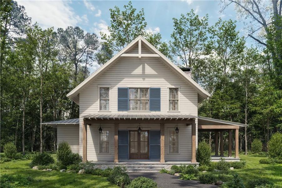 Front exterior of a new home in , Chattahoochee Hills, GA, highlighting curb appeal (Image 1). Front exterior of a new home in , Chattahoochee Hills, GA, highlighting curb appeal (Image 1).