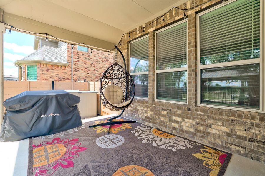 Covered porch with grilling area