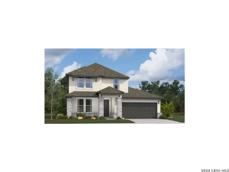 Front exterior of a new home in Veranda, San Antonio, TX, highlighting curb appeal (Image 1). Front exterior of a new home in Veranda, San Antonio, TX, highlighting curb appeal (Image 1).