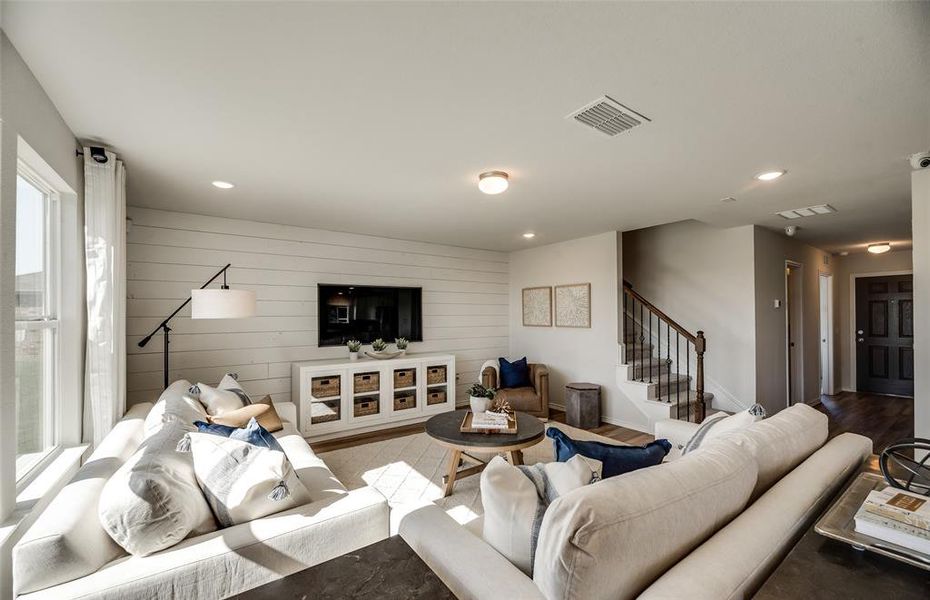 *Model Representation - Gathering room with view of main living areas