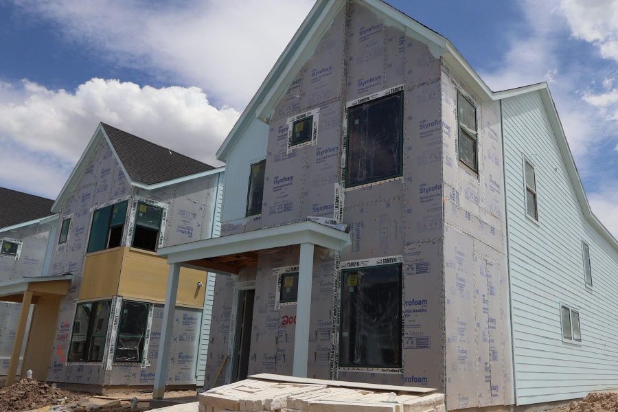 In-progress construction of a new home in Bridgeland Central: Emerald Heights - Cottages Row Collection, Cypress, TX (Image 10).