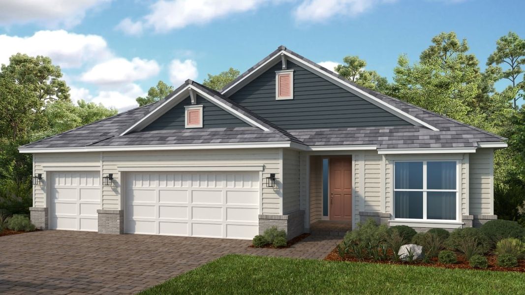 Representative exterior photo of a completed home built from the Lazio 3 Car by Taylor Morrison in Esplanade at St. Marys, St. Marys, GA (Image 19). Representative exterior photo of a completed home built from the Lazio 3 Car by Taylor Morrison in Esplanade at St. Marys, St. Marys, GA (Image 19).