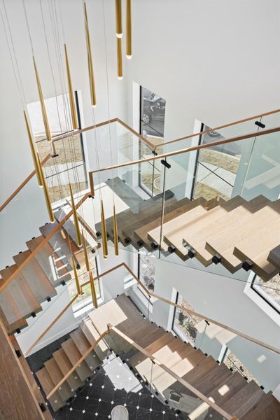 Incredible view of the staircase from the third floor.