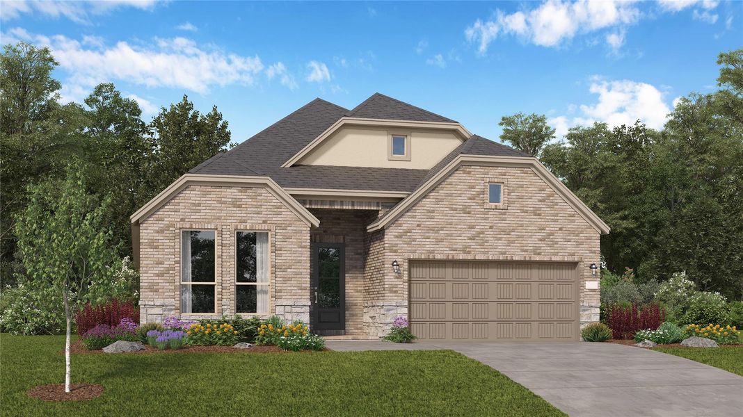Front exterior of a new home in Legacy, League City, TX, highlighting curb appeal (Image 1). Front exterior of a new home in Legacy, League City, TX, highlighting curb appeal (Image 1).