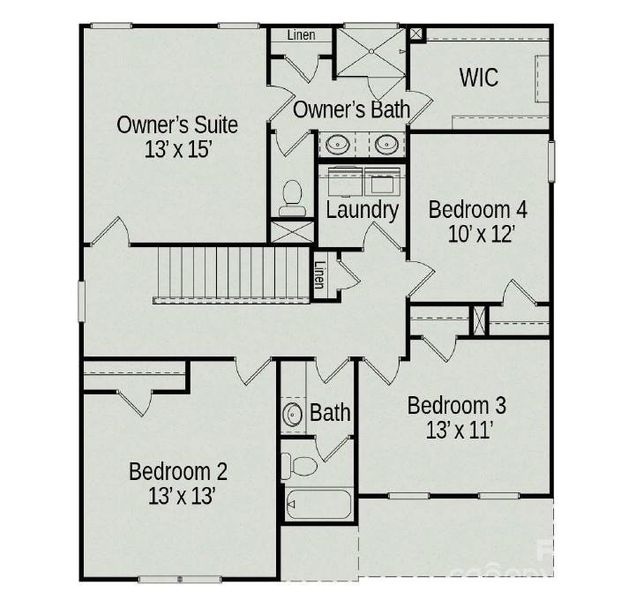 2D floor plan layout of this home in Cedar Meadows, Monroe, NC (Image 3).