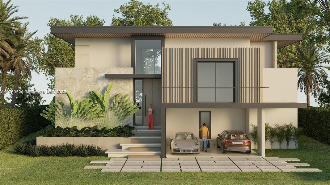 Front exterior of a new home in , Key Biscayne, FL, highlighting curb appeal (Image 2). Front exterior of a new home in , Key Biscayne, FL, highlighting curb appeal (Image 2).