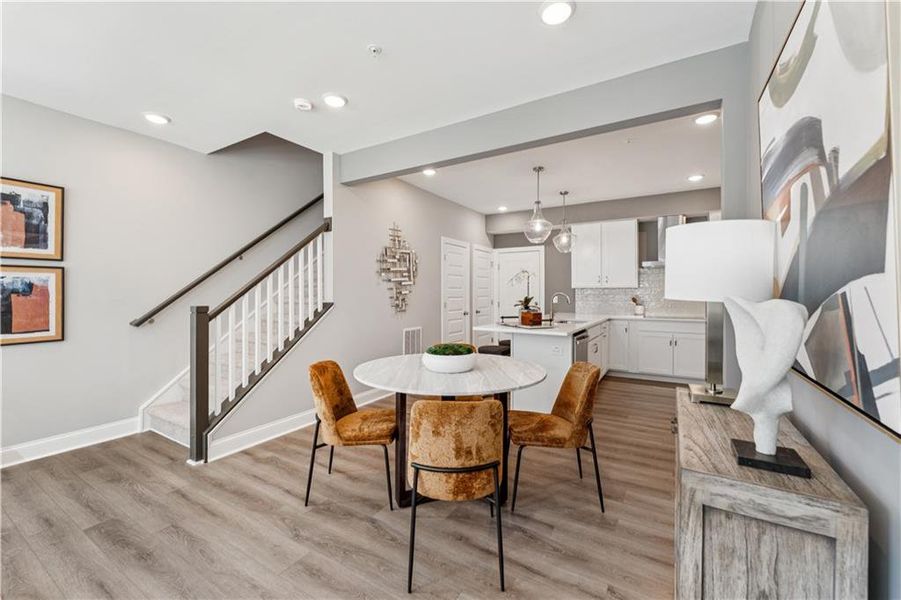 Furnished interior view inside a new home in Skylar Townhome Style Condos, Atlanta (Image 15). Furnished interior view inside a new home in Skylar Townhome Style Condos, Atlanta (Image 15).