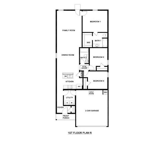 2D floor plan layout for the Caprock by D.R. Horton in Creekside Ranch, Blue Ridge, TX (Image 3).