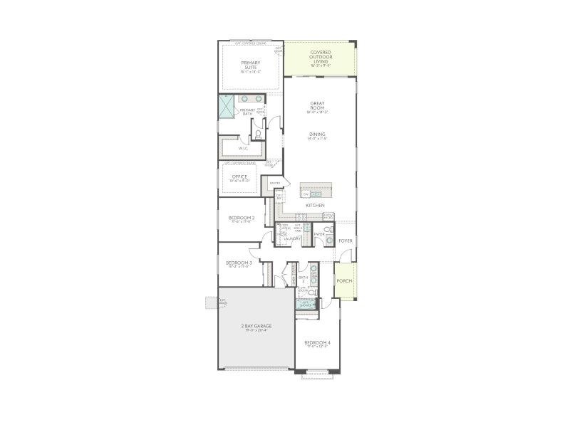 2D floor plan layout for the Hopkins Plan 3512 by Tri Pointe Homes in Terraza, San Tan Valley, AZ (Image 4).