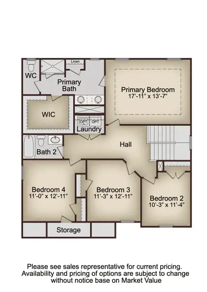 2D floor plan layout for the Lilac by McKinley Homes in Glassmanor Ridge, Gainesville, GA (Image 5).