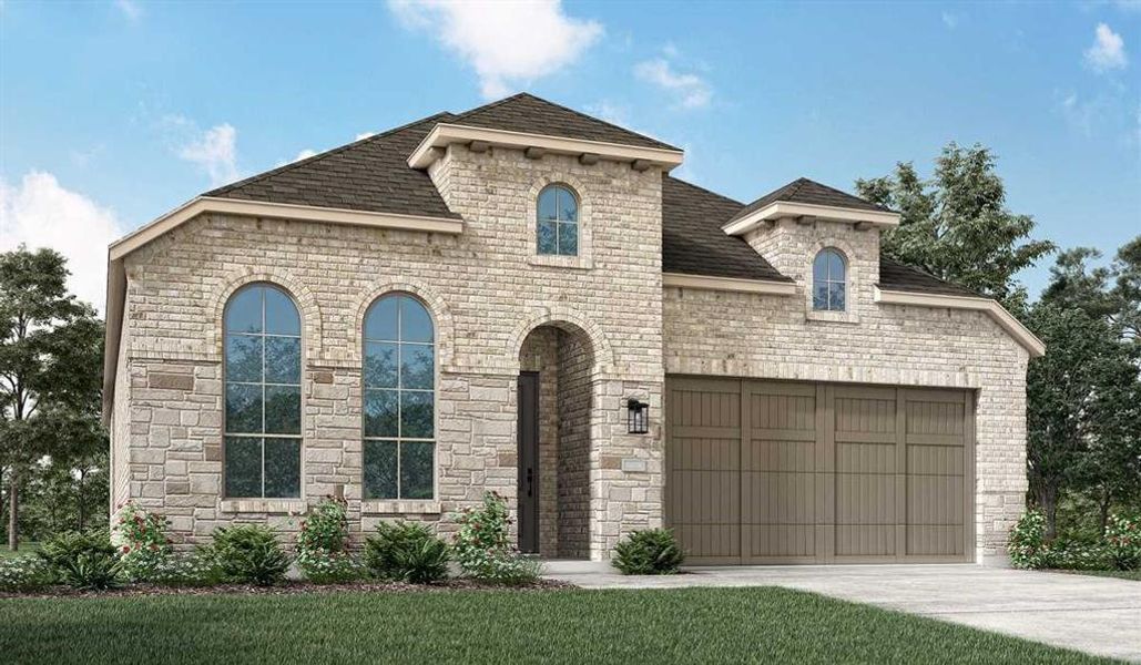 Front exterior of a new home in Trinity Falls, McKinney, TX, highlighting curb appeal (Image 1). Front exterior of a new home in Trinity Falls, McKinney, TX, highlighting curb appeal (Image 1).