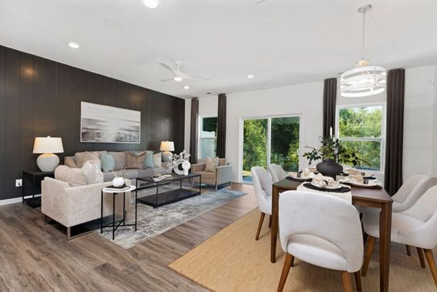 Representative furnished interior of a home built from the Alexandria TH by True Homes in Covington Ridge Townhomes, Thomasville (Image 8).