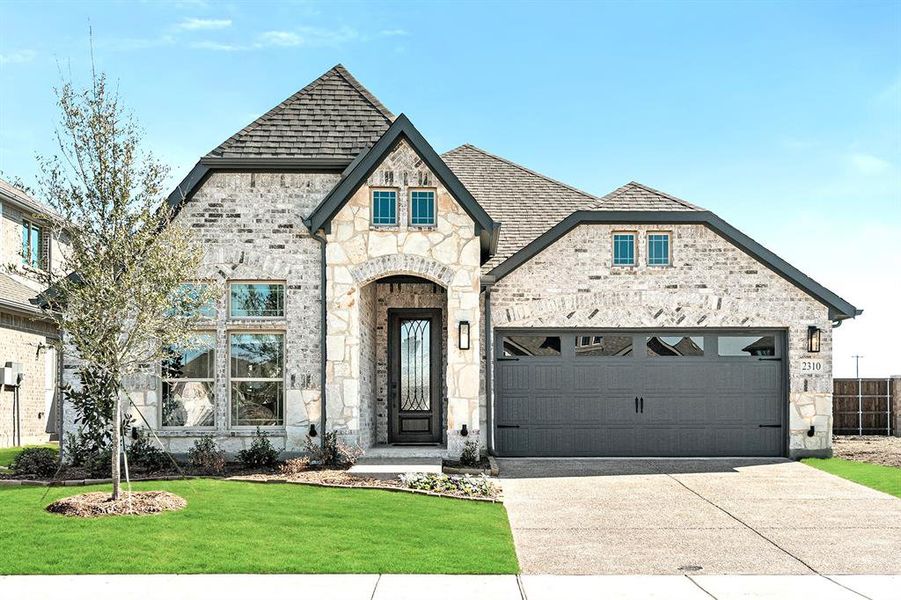 Front exterior of a new home in Legacy Ranch Classic 55, Melissa, TX, highlighting curb appeal (Image 2).