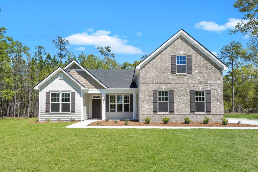 Representative exterior photo of a completed home built from the The Camilla + Bonus Room by Smith Family Homes in Ramsey Landing, Rincon, GA (Image 1).