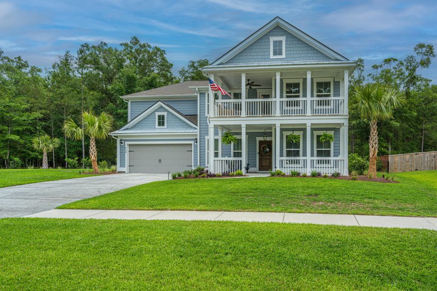 Front exterior of a new home in Sea Island Preserve, Johns Island, SC, highlighting curb appeal (Image 23).