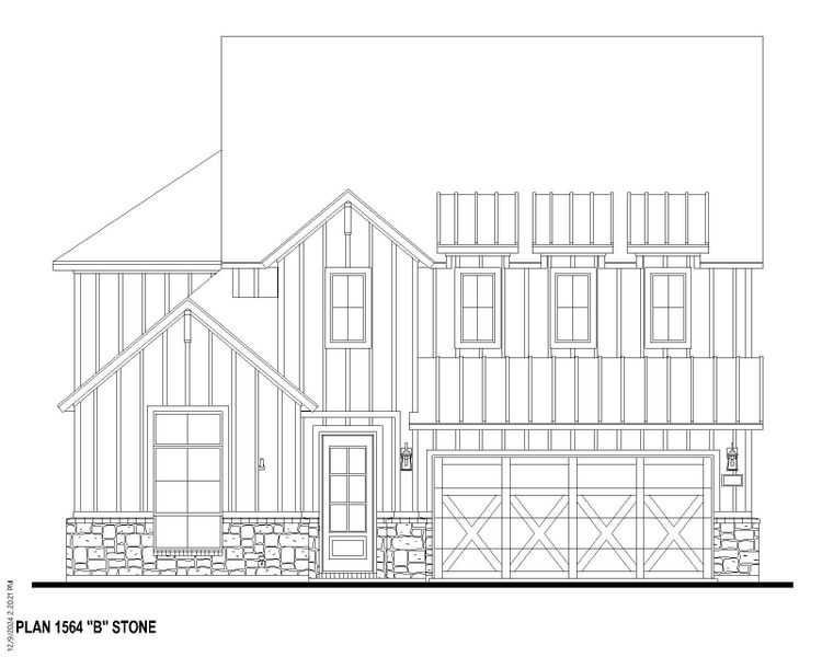 Plan 1564 Elevation B w/ Stone