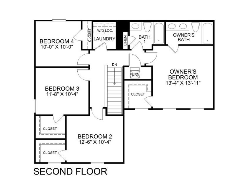 2D floor plan layout for the Birch by Ryan Homes in Somerset, Santee, SC (Image 3).