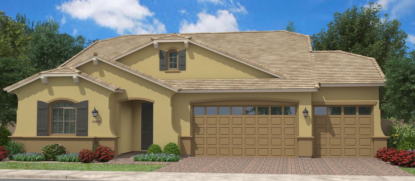 Representative exterior photo of a completed home built from the Harris Beach Super Garage w/Loft by Fulton Homes in Sonoma Coast, San Tan Valley, AZ (Image 4).