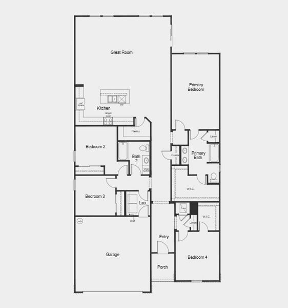 2D floor plan layout for the Plan 2239 by KB Home in Hawkes Meadow, Jacksonville, FL (Image 3).