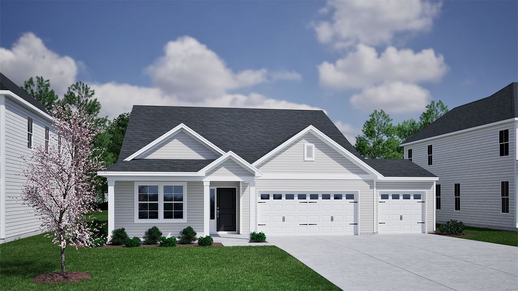 Representative exterior photo of a completed home built from the Decatur - Genesis Value Collection by Mungo Homes in Fairway Woods at Wyboo, Manning, SC (Image 14).