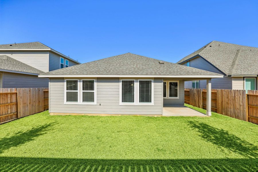 Exterior details and patio area of a home in Pine Lake Cove - Premier Series, Montgomery (Image 23).