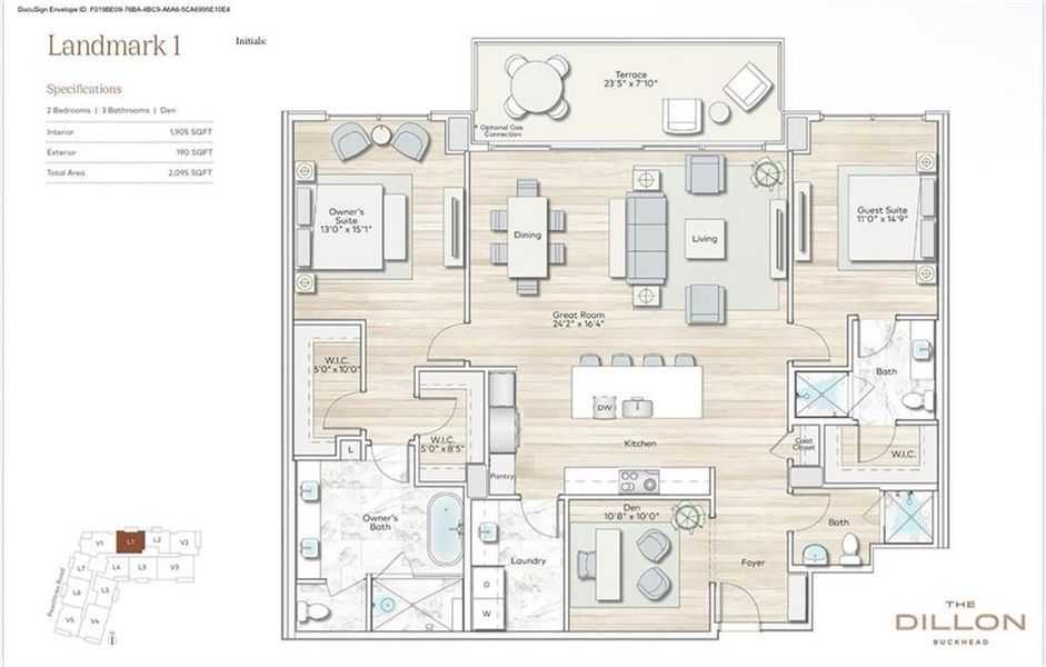 2D floor plan layout of this home in The Dillon Buckhead, Atlanta, GA (Image 6).