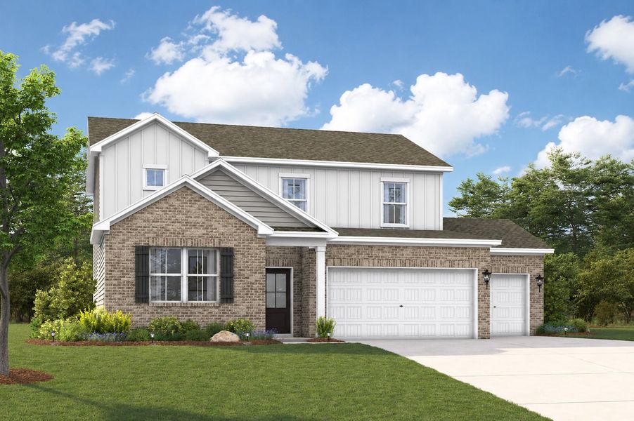 Front exterior of a new home in The Oaks, Mount Juliet, TN, highlighting curb appeal (Image 1). Front exterior of a new home in The Oaks, Mount Juliet, TN, highlighting curb appeal (Image 1).