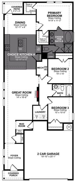 2D floor plan layout of this home in Saratoga, Aubrey, TX (Image 2).