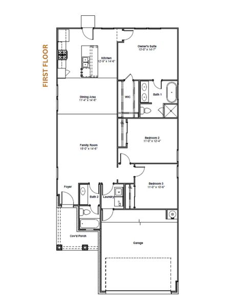 2D floor plan layout for the Mockingbird by Saratoga Homes in Enclave at Dobbin, Magnolia, TX (Image 2).