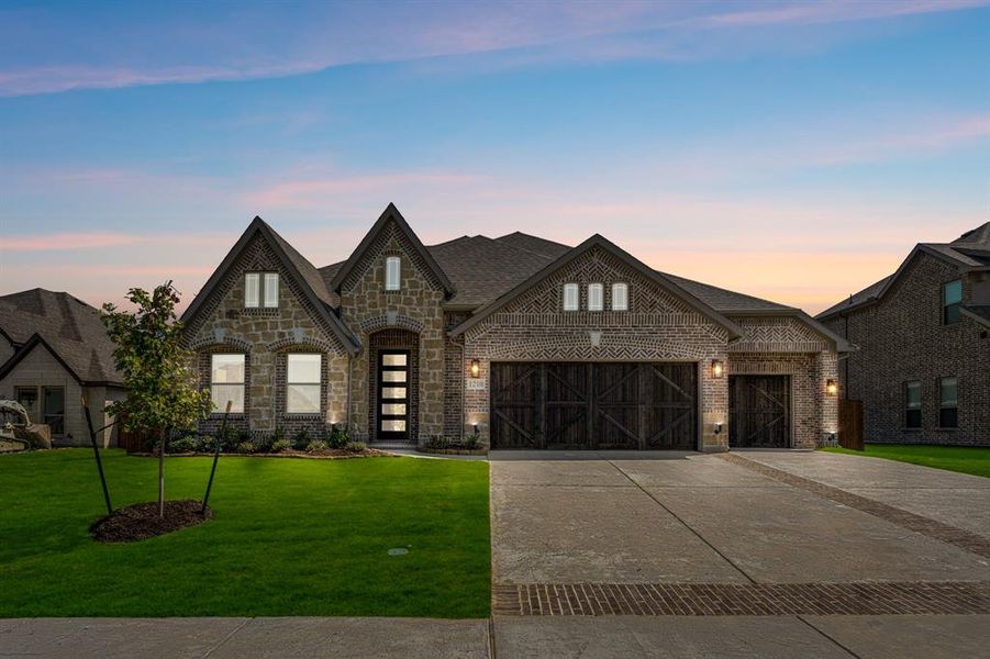 Front exterior of a new home in Villages of Walnut Grove, Midlothian, TX, highlighting curb appeal (Image 23).