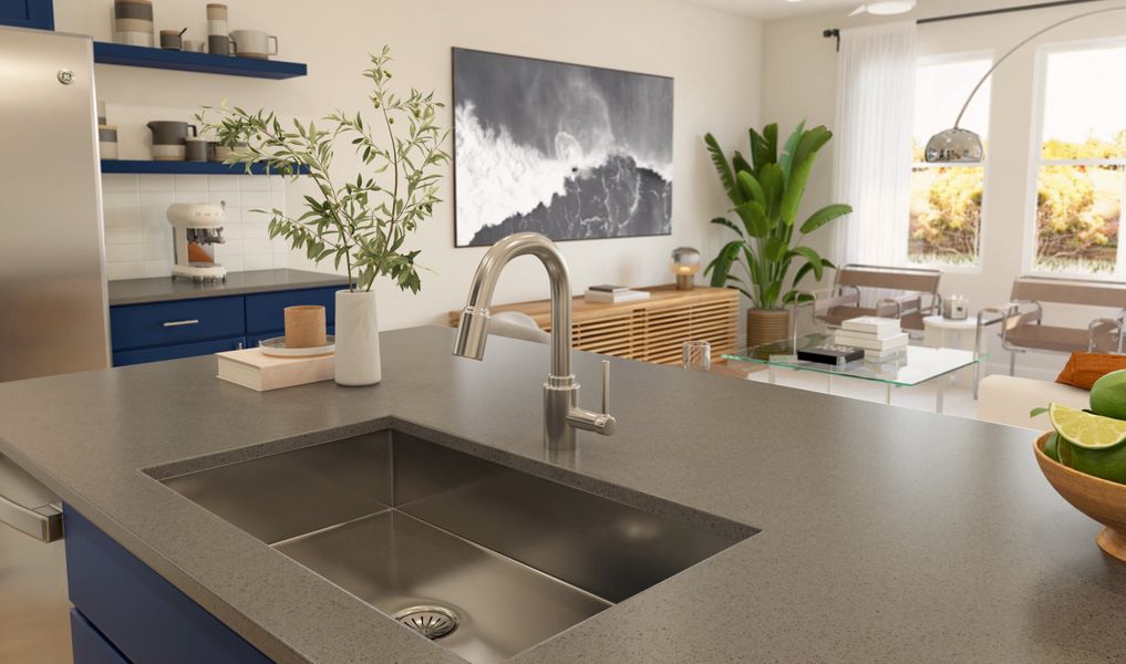 Kitchen with stainless steel sink