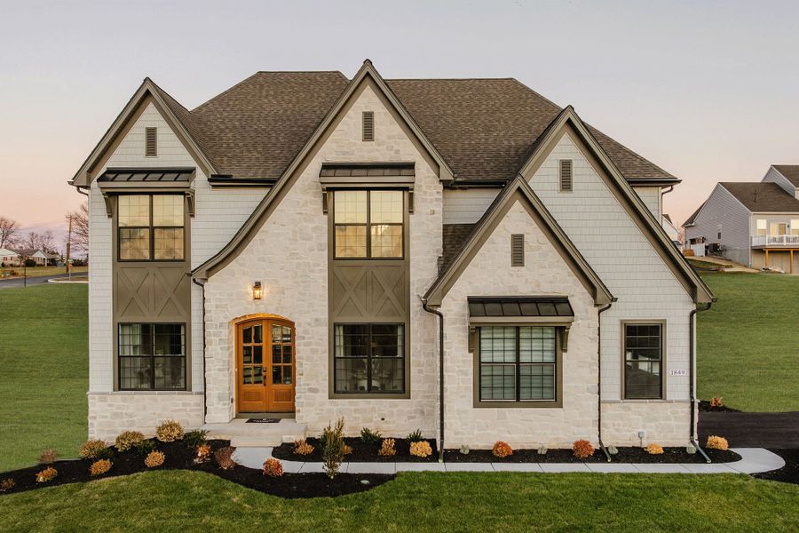 Representative exterior photo of a completed home built from the Devonshire by Keystone Custom Homes in McLean South Shore, Belmont, NC (Image 11).