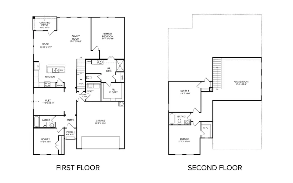 2D floor plan layout for the Ironwood II Katy Lakes 50s by Brohn Homes in Katy Lakes, Katy, TX (Image 3).