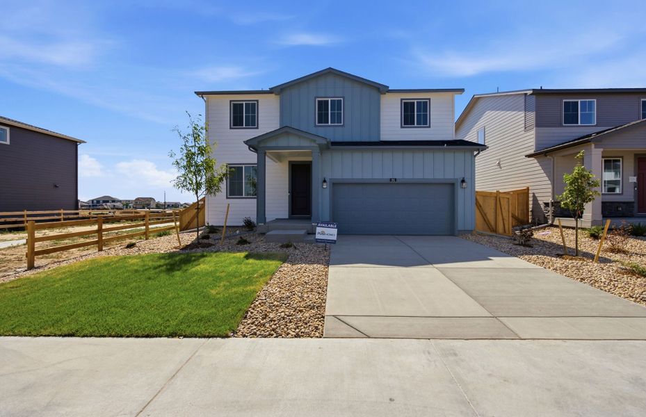 Front exterior of a new home in Murata Farms, Fort Lupton, CO, highlighting curb appeal (Image 21).