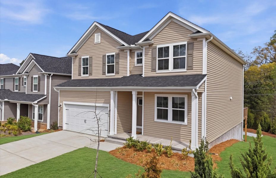 Front exterior of a new home in Indigo Park, Easley, SC, highlighting curb appeal (Image 27).