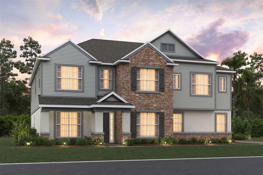 Front exterior of a new home in Willow Run, Apopka, FL, highlighting curb appeal (Image 2).