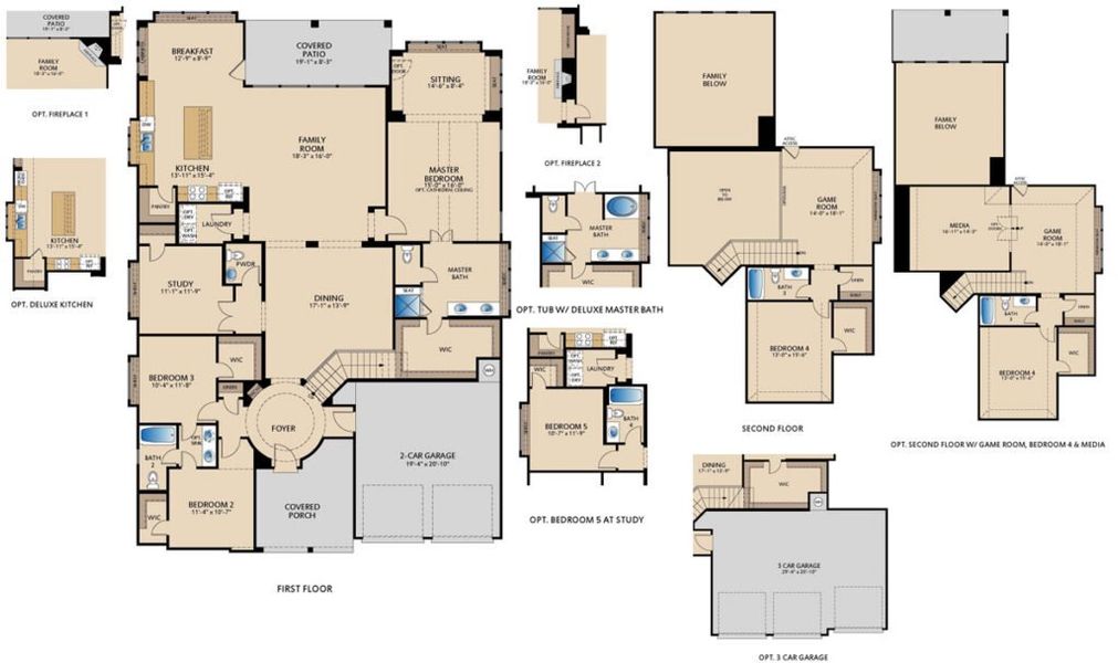2D floor plan layout for the Sandstone II by Pacesetter Homes in Timberbrook, Justin, TX (Image 3).